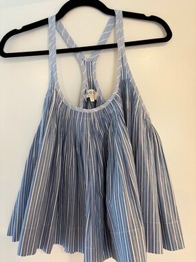 SEA New York Blue Striped Scoop Neck Top